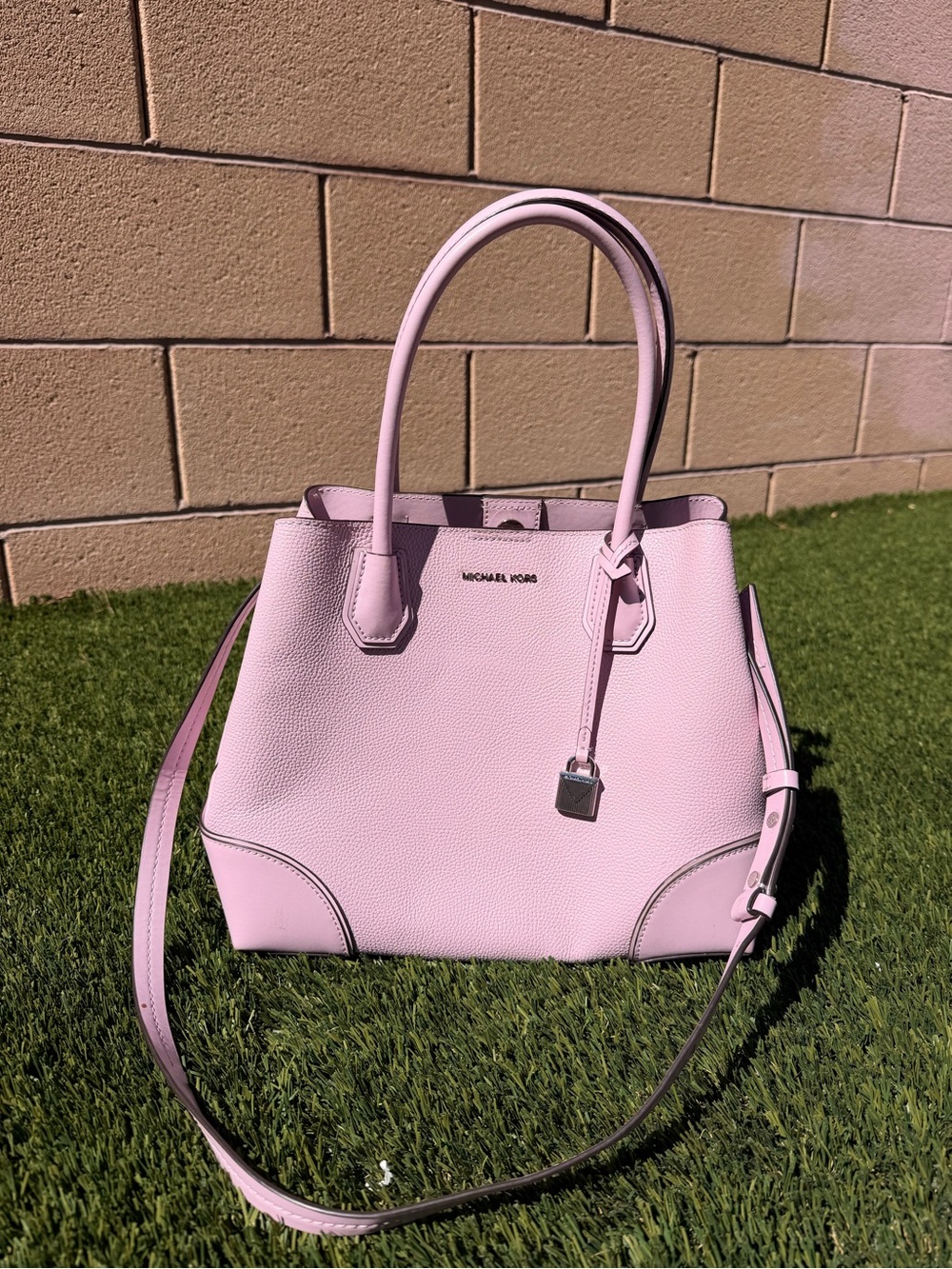 Michael Kors Lavender Pebbled Leather Satchel with Crossbody Strap
